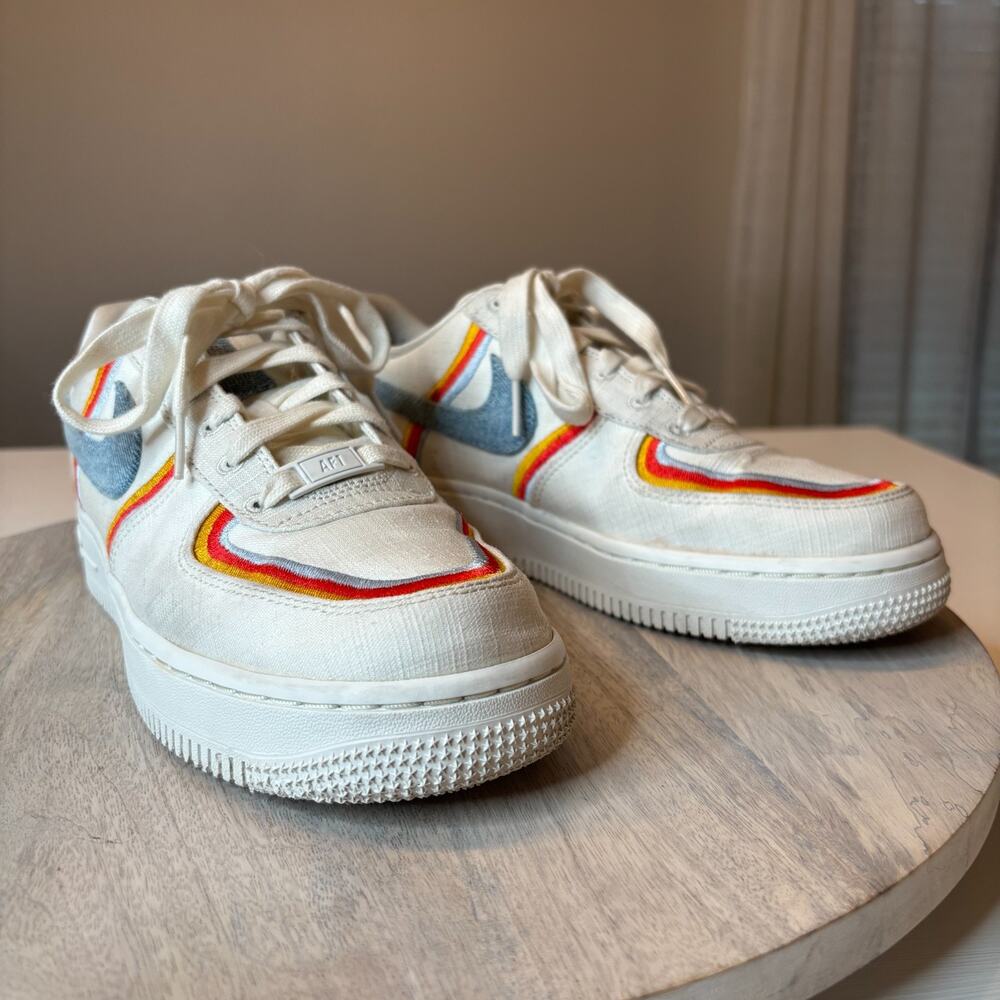 Nike Air Force 1 Low DJ4655-133 Sail Rainbow Canvas Sneakers Women's Size 7